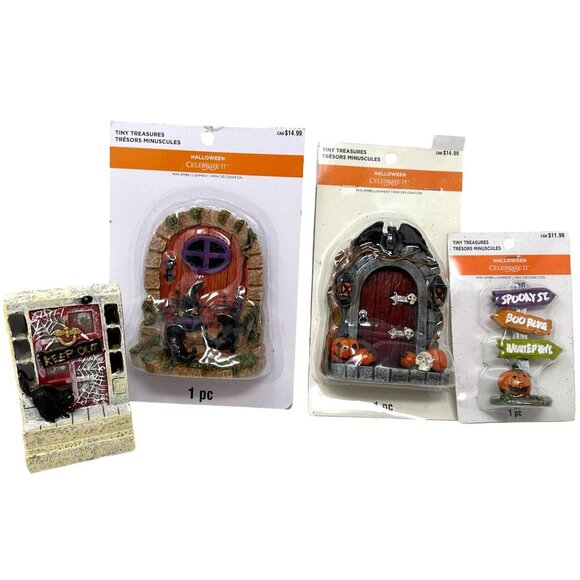 Halloween Haunted Door Miniatures Fairy Garden Lot Celebrate It Tiny Treasures - Picture 1 of 14